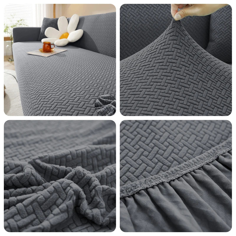 Jacquard Elastic Sofa Cover For Living Room Slipcovers Stretch Polar Fleece Armchair Protector L Shaped Sofa 1/2/3/4 Seater Home NEWFURNITURELOOKS