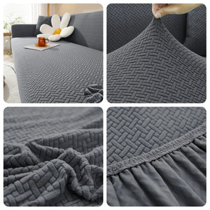 Jacquard Elastic Sofa Cover For Living Room Slipcovers Stretch Polar Fleece Armchair Protector L Shaped Sofa 1/2/3/4 Seater Home NEWFURNITURELOOKS