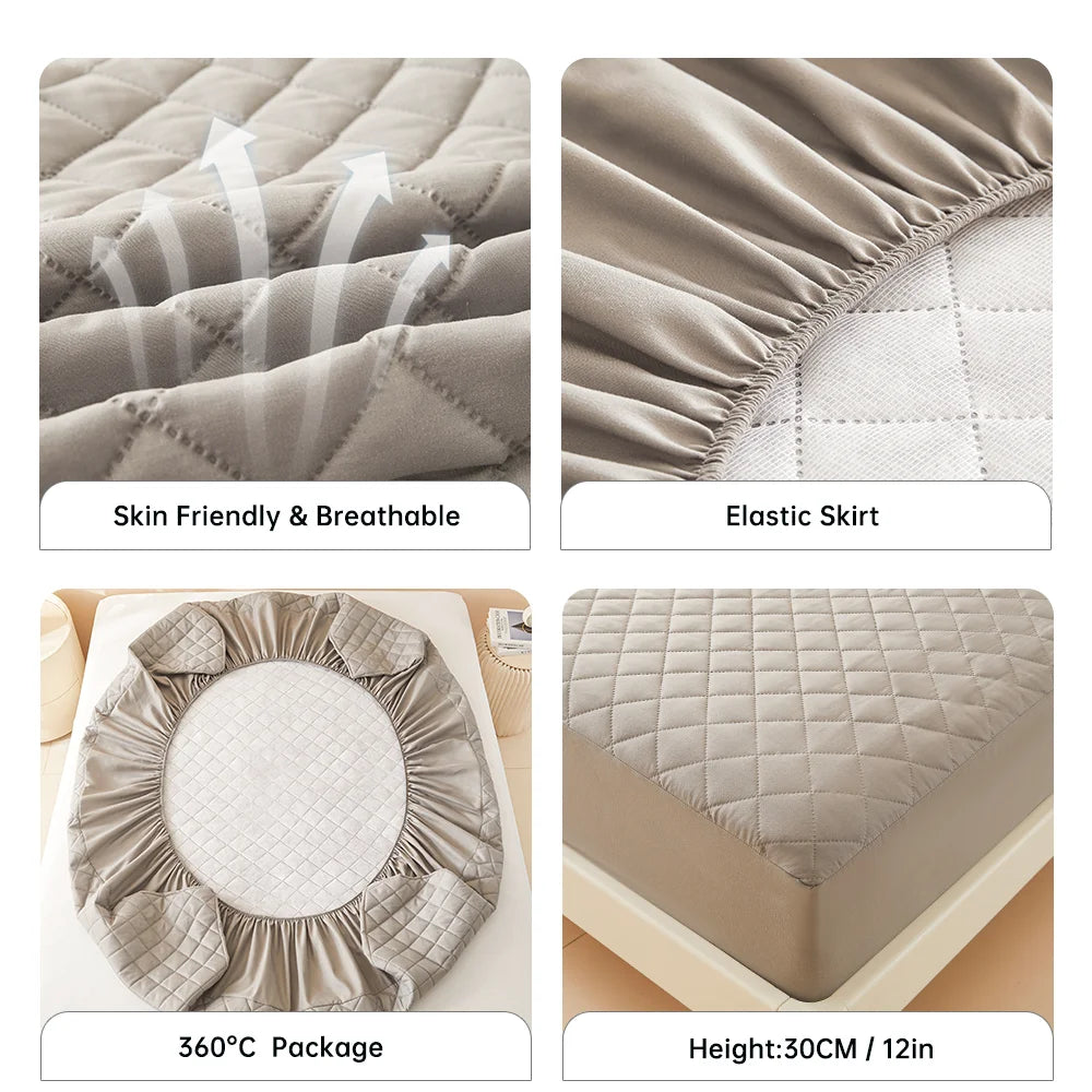 1pc 3D Air Fabric Thick Mattress Cover, 100% Waterproof Mattress Protector, Soft and Breathable Fitted Bed Sheet (No Pillowcase) NEWFURNITURELOOKS