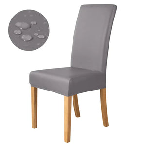 1pc Pu Leather Chair Cover Waterproof Oilproof Dining Chair Case Stretch Solid Color Seat Slipcover for Living Room Kitchen Home NEWFURNITURELOOKS