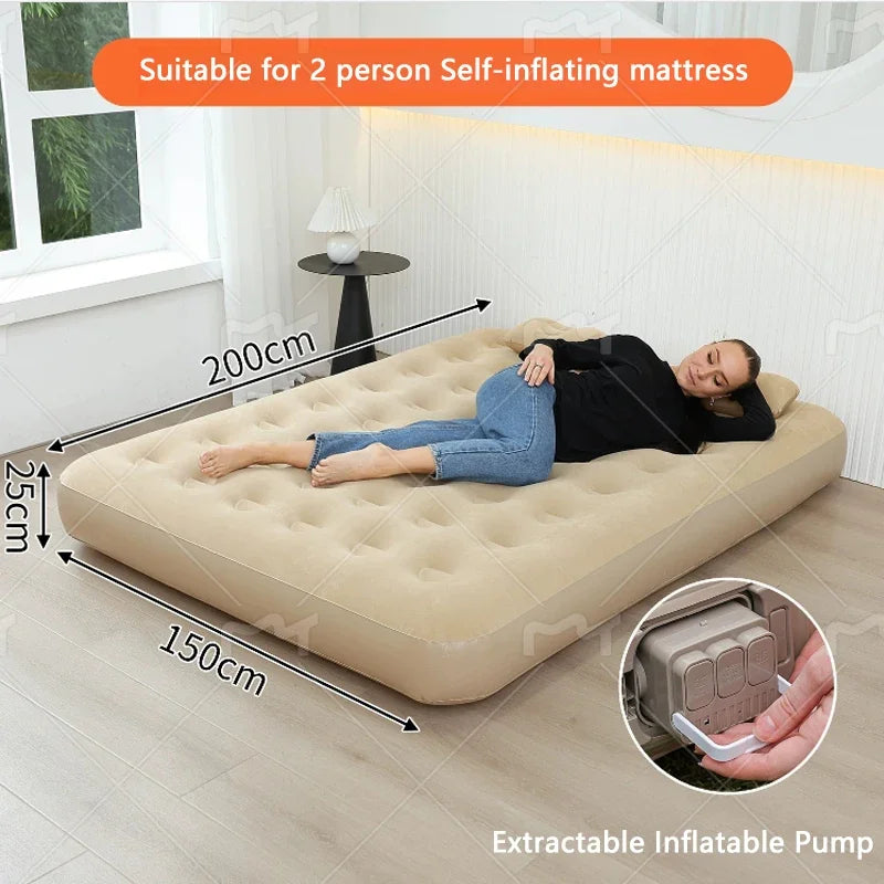 Automatic Air Bed Inflatable Home Inflatable Bed Single Air Mattress Bed Double Lazy Bed Outdoor Portable Air Mattress Bed NEWFURNITURELOOKS
