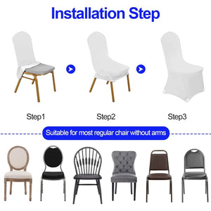 New 10-1PC White Wedding Chair Cover Spandex Stretch Slipcover Restaurant Banquet Hotel Dining Party Universal Chair Cover Decor NEWFURNITURELOOKS