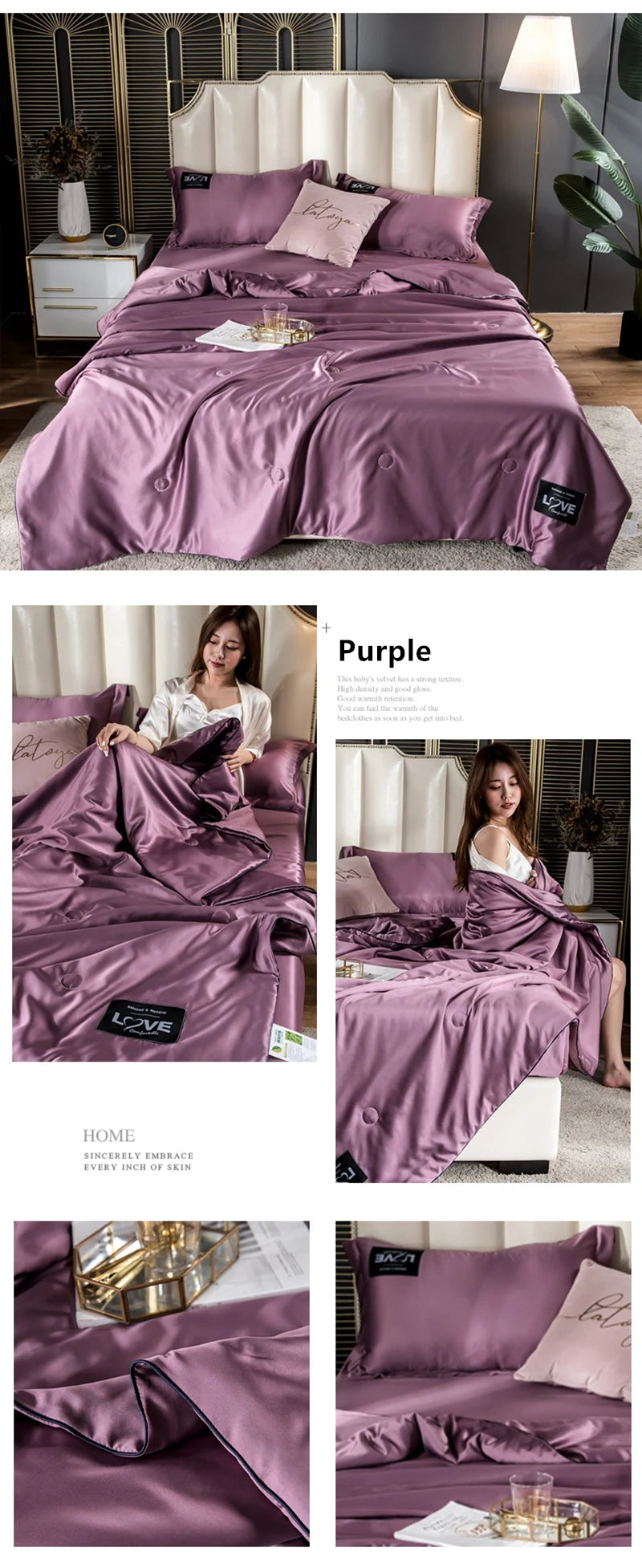 Summer Mulberry Silk Comforter Duvet Insert Luxury Natural Silk Blanket Satin Bedding Quilt Queen Single Double Twin Size Bed NEWFURNITURELOOKS
