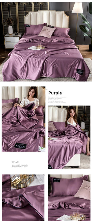 Summer Mulberry Silk Comforter Duvet Insert Luxury Natural Silk Blanket Satin Bedding Quilt Queen Single Double Twin Size Bed NEWFURNITURELOOKS
