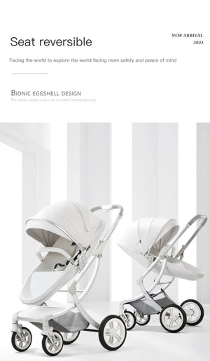 New Luxury Baby Stroller 3 In 1,Baby Carriage with Car Seat,Eggshell Newborn Baby Stroller Leather Baby Carriage High Landscape NEWFURNITURELOOKS