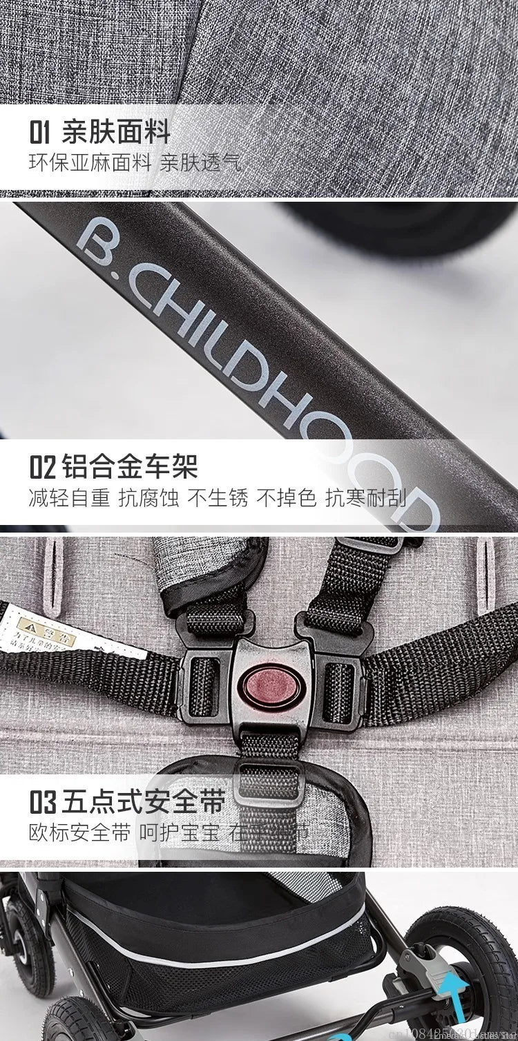 Baby stroller 3 in 1 stroller folding two-sided child four seasons kinderwagen baby carriage  high landscape Newborn Travelling NEWFURNITURELOOKS