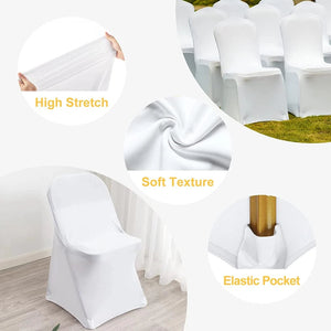 New 10-1PC White Wedding Chair Cover Spandex Stretch Slipcover Restaurant Banquet Hotel Dining Party Universal Chair Cover Decor NEWFURNITURELOOKS