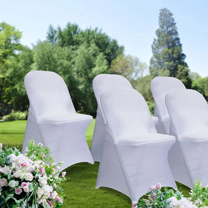 New 10-1PC White Wedding Chair Cover Spandex Stretch Slipcover Restaurant Banquet Hotel Dining Party Universal Chair Cover Decor NEWFURNITURELOOKS