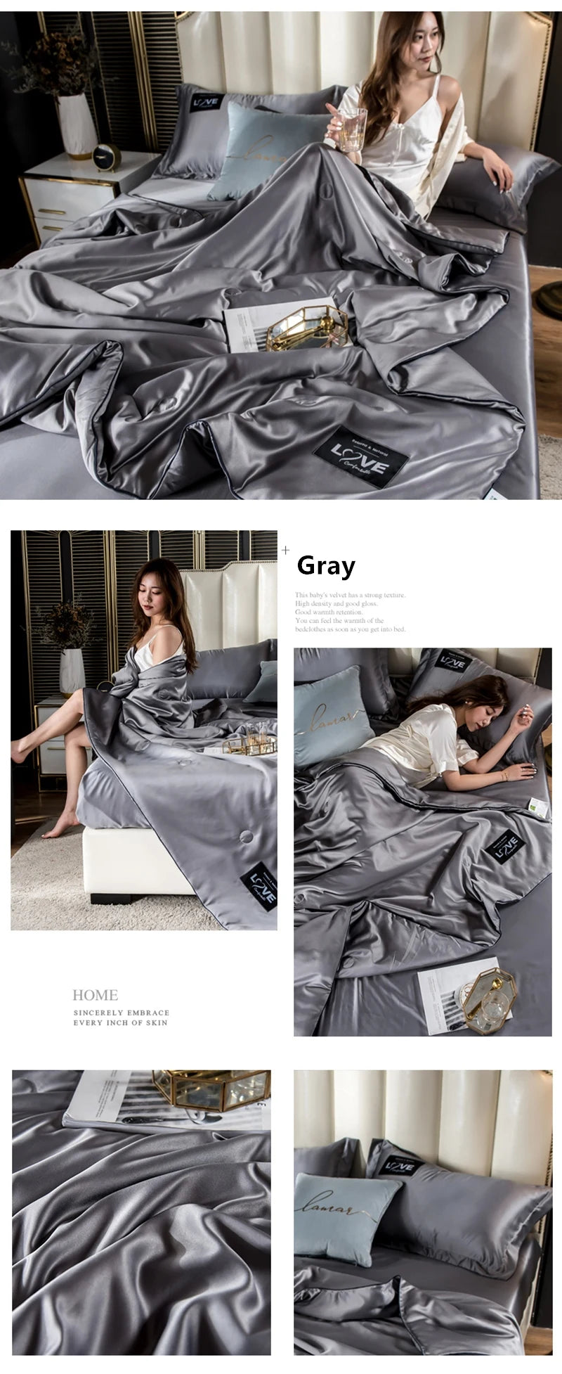 Summer Mulberry Silk Comforter Duvet Insert Luxury Natural Silk Blanket Satin Bedding Quilt Queen Single Double Twin Size Bed NEWFURNITURELOOKS