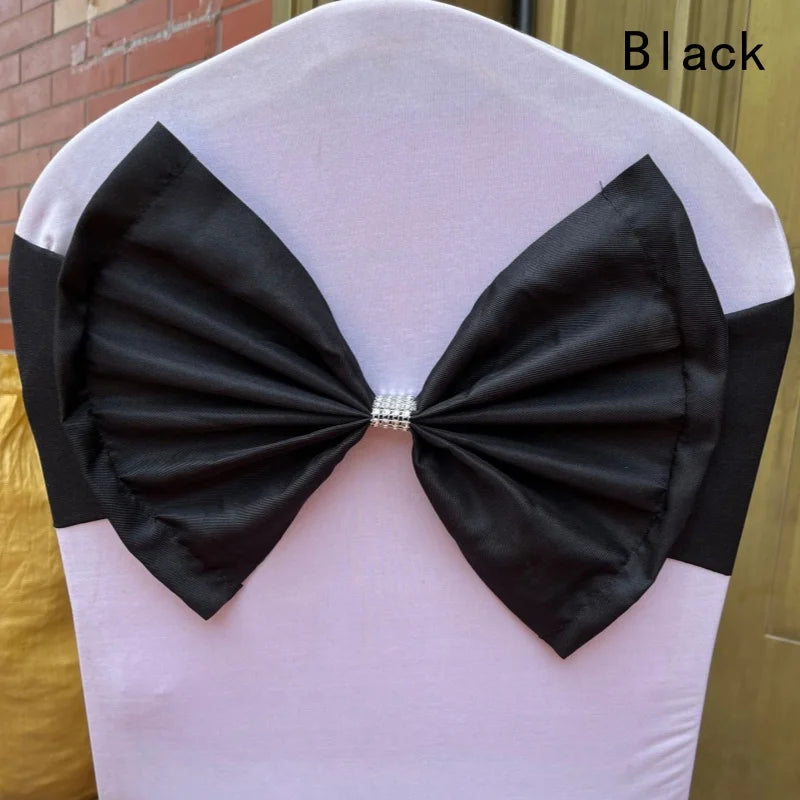 50/30/10pc/Lot Bow Chair Sashes Band For Wedding Party Birthday Banquet Spandex Stretch Blend Chair Bow Tie Band Belt Ties Cover NEWFURNITURELOOKS