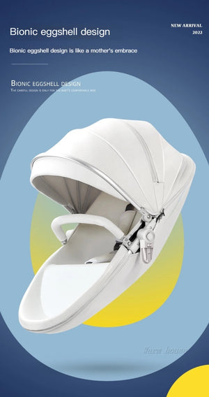New Luxury Baby Stroller 3 In 1,Baby Carriage with Car Seat,Eggshell Newborn Baby Stroller Leather Baby Carriage High Landscape NEWFURNITURELOOKS