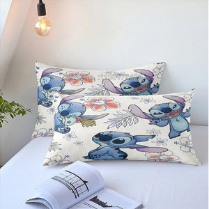 Stitch Bedding Set Queen Quilt Cover Cute Printed Cartoon Adults Polyester Reactive Printing Twill Duvet Cover Bedroom Decor NEWFURNITURELOOKS