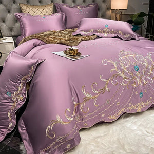European-Style Bed Sheet Four-Piece Set 100 Cotton High-End Atmospheric Ice Silk Quilt Cover Pure Cotton Bedding NEWFURNITURELOOKS