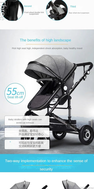Baby stroller 3 in 1 stroller folding two-sided child four seasons kinderwagen baby carriage  high landscape Newborn Travelling NEWFURNITURELOOKS