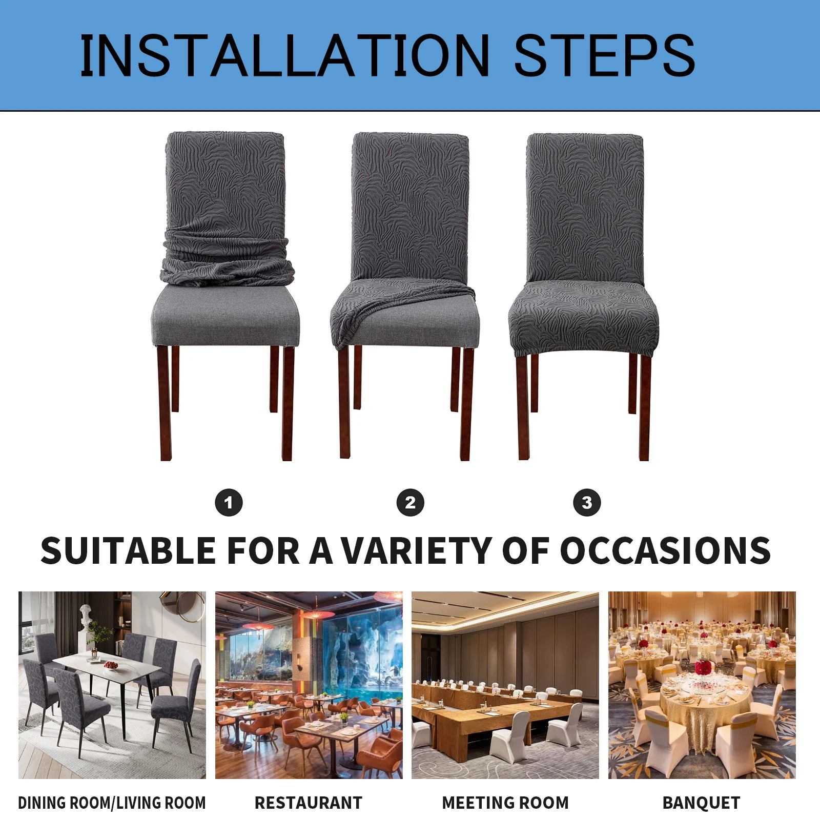 Genina Chair Covers Stretch Set Of 1/4/6 Waterproof Dust-proof Easy To Clean Apply To Dining Room Office Hotel Restaurant NEWFURNITURELOOKS