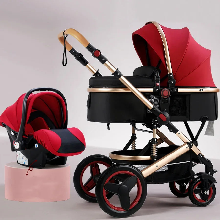 3-in-1high landscape baby stroller that can be seated or reclined,one click folding and folding,two-way shock-absorbing handcart NEWFURNITURELOOKS
