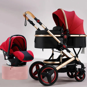 3-in-1high landscape baby stroller that can be seated or reclined,one click folding and folding,two-way shock-absorbing handcart NEWFURNITURELOOKS