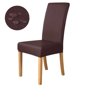 1pc Pu Leather Chair Cover Waterproof Oilproof Dining Chair Case Stretch Solid Color Seat Slipcover for Living Room Kitchen Home NEWFURNITURELOOKS