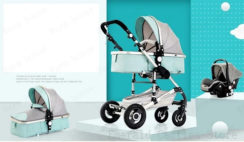 baby stroller 3in1 Luxury High Landscape baby pram portable baby pushchair multifunctional Newborn Carriage double faced NEWFURNITURELOOKS