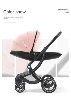 New Luxury Baby Stroller 3 In 1,Baby Carriage with Car Seat,Eggshell Newborn Baby Stroller Leather Baby Carriage High Landscape NEWFURNITURELOOKS