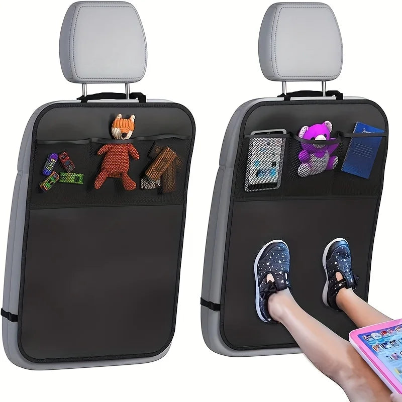 Back Seat Cover for Kids with 3 Pocket Storage Organizer, Waterproof Kick Mats Backseat Protector, Car Seat Back Protectors NEWFURNITURELOOKS