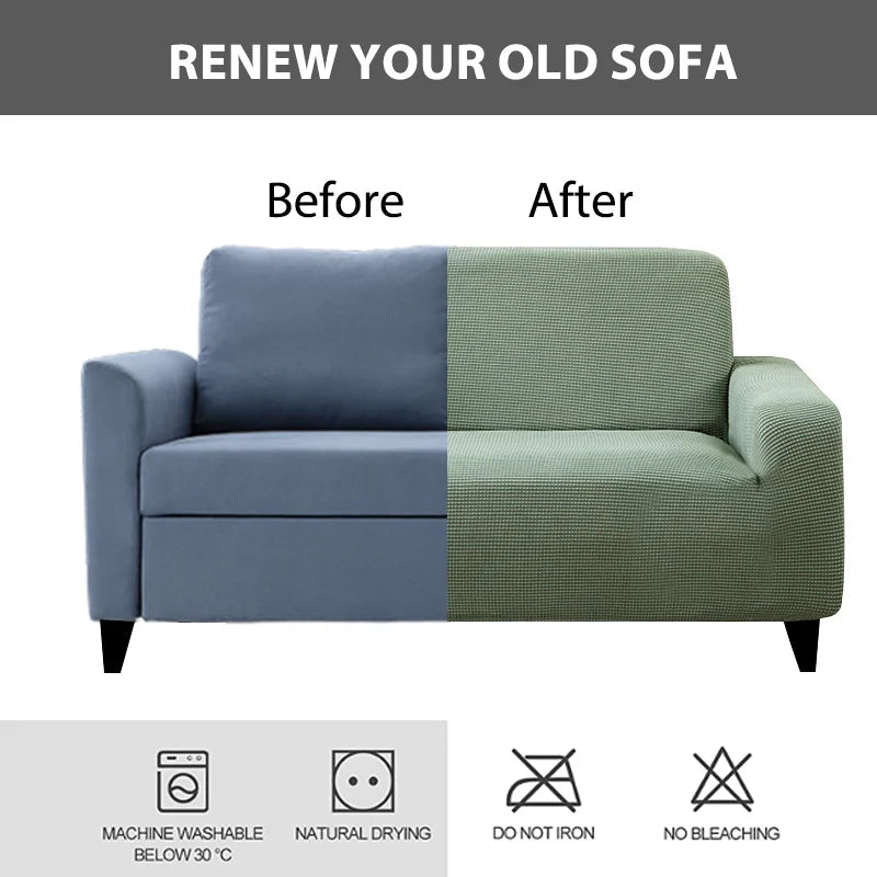 Jacquard Elastic Sofa Cover For Living Room Slipcovers Stretch Polar Fleece Armchair Protector L Shaped Sofa 1/2/3/4 Seater Home NEWFURNITURELOOKS