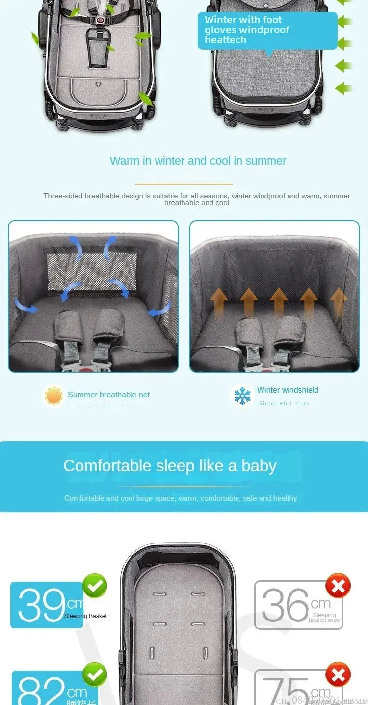 Baby stroller 3 in 1 stroller folding two-sided child four seasons kinderwagen baby carriage  high landscape Newborn Travelling NEWFURNITURELOOKS