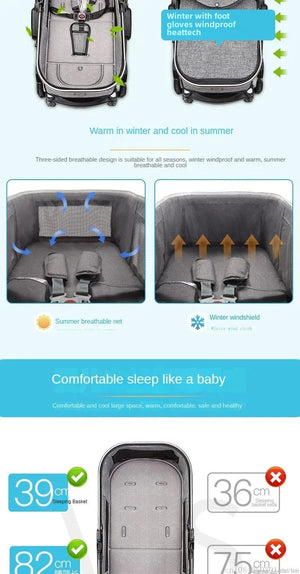 Baby stroller 3 in 1 stroller folding two-sided child four seasons kinderwagen baby carriage  high landscape Newborn Travelling NEWFURNITURELOOKS